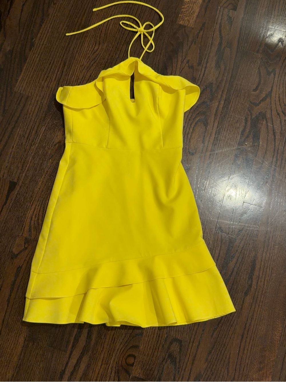 Aidan by Aidan Mattox Bright Yellow Halter Ruffle Dress